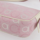 Salvatore Ferragamo Gancini Shoulder Bag Canvas Pink Gold Auth 154679-14