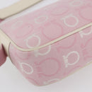 Salvatore Ferragamo Gancini Shoulder Bag Canvas Pink Gold Auth 154679-15