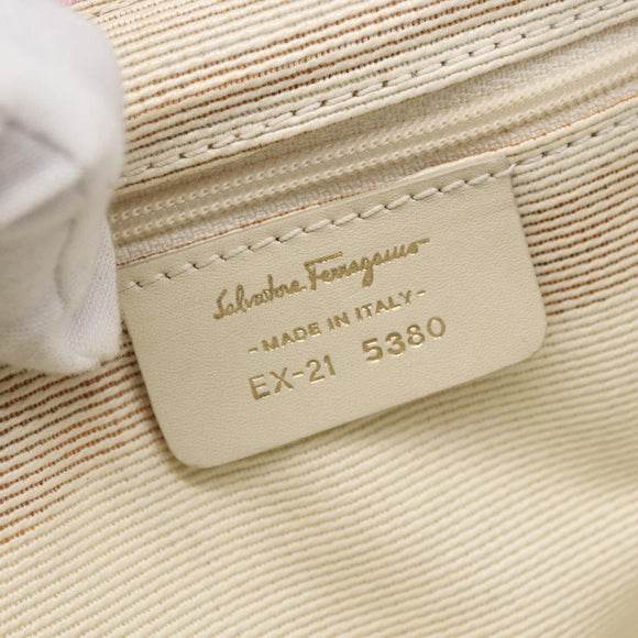 Salvatore Ferragamo Gancini Shoulder Bag Canvas Pink Gold Auth 154679