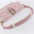 Salvatore Ferragamo Gancini Shoulder Bag Canvas Pink Gold Auth 154679-7