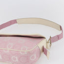 Salvatore Ferragamo Gancini Shoulder Bag Canvas Pink Gold Auth 154679-8