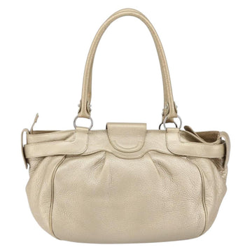 Salvatore Ferragamo Gancini Hand Bag Leather Gold Auth 154680 - 0