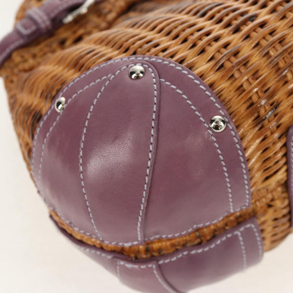 Salvatore Ferragamo Gancini Handtas Rattan Beige Zilver Auth 154682V