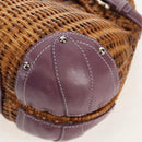 Salvatore Ferragamo Gancini Hand Bag Rattan Beige Silver Auth 154682A-15