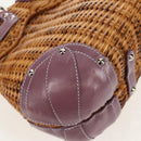 Salvatore Ferragamo Gancini Hand Bag Rattan Beige Silver Auth 154682A-16