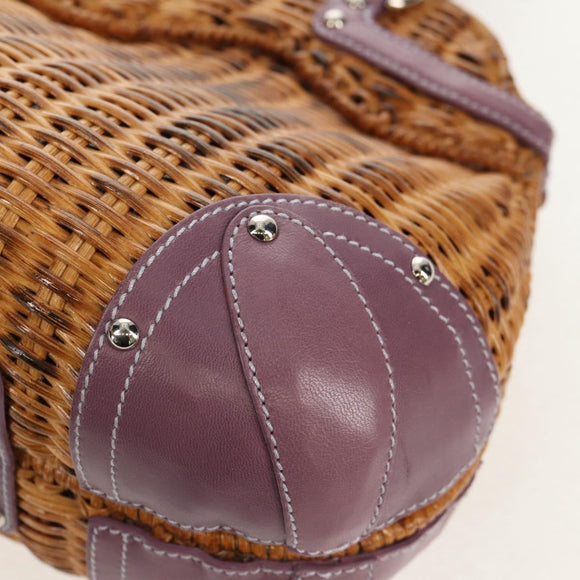 Salvatore Ferragamo Gancini Handtas Rattan Beige Zilver Auth 154682V