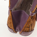 Salvatore Ferragamo Gancini Hand Bag Rattan Beige Silver Auth 154682A-20