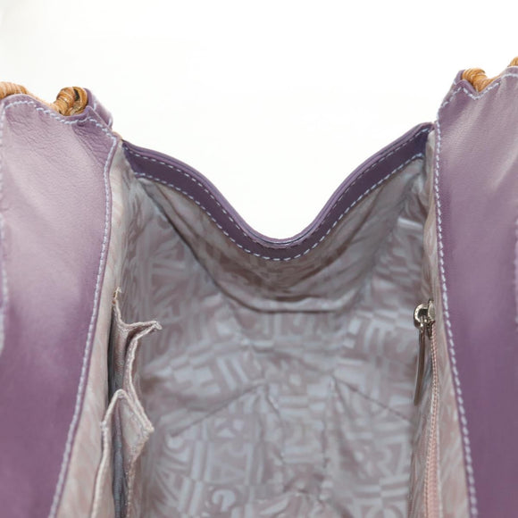 Salvatore Ferragamo Gancini Hand Bag Rattan Beige Silver Auth 154682A