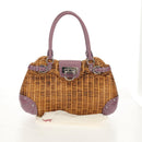 Salvatore Ferragamo Gancini Hand Bag Rattan Beige Silver Auth 154682A-12