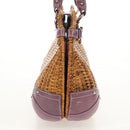 Salvatore Ferragamo Gancini Hand Bag Rattan Beige Silver Auth 154682A-4