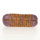 Salvatore Ferragamo Gancini Hand Bag Rattan Beige Silver Auth 154682A-5