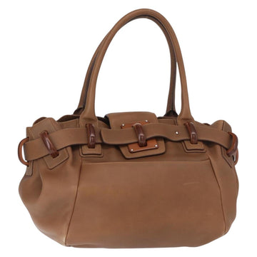 Salvatore Ferragamo Hand Bag Leather Brown Silver Auth 154683