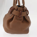 Salvatore Ferragamo Hand Bag Leather Brown Silver Auth 154683-4