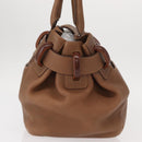 Salvatore Ferragamo Hand Bag Leather Brown Silver Auth 154683-5