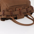 Salvatore Ferragamo Hand Bag Leather Brown Silver Auth 154683-6