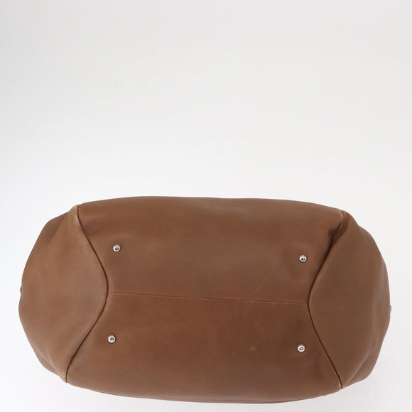 Salvatore Ferragamo Hand Bag Leather Brown Silver Auth 154683