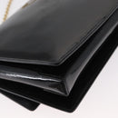 Salvatore Ferragamo Vala Chain Shoulder Bag Enamel Black Gold Auth 154685-12