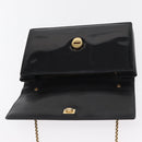 Salvatore Ferragamo Vala Chain Shoulder Bag Enamel Black Gold Auth 154685-15