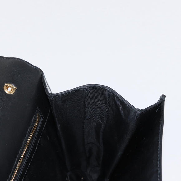 Salvatore Ferragamo Vala Chain Shoulder Bag Enamel Black Gold Auth 154685