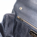 Salvatore Ferragamo Vala Chain Shoulder Bag Enamel Black Gold Auth 154685-20