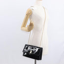 Salvatore Ferragamo Vala Chain Shoulder Bag Enamel Black Gold Auth 154685-23