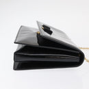 Salvatore Ferragamo Vala Chain Shoulder Bag Enamel Black Gold Auth 154685-4