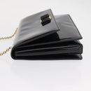 Salvatore Ferragamo Vala Chain Shoulder Bag Enamel Black Gold Auth 154685-5
