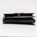 Salvatore Ferragamo Vala Chain Shoulder Bag Enamel Black Gold Auth 154685-9