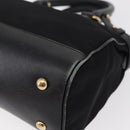 Salvatore Ferragamo Gancini Hand Bag Nylon 2way Black Gold Auth 154686-13