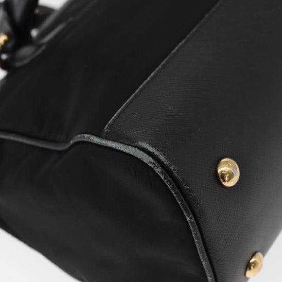 Salvatore Ferragamo Gancini Hand Bag Nylon 2way Black Gold Auth 154686