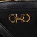 Salvatore Ferragamo Gancini Hand Bag Nylon 2way Black Gold Auth 154686-19