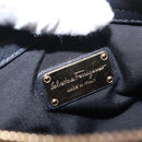 Salvatore Ferragamo Gancini Hand Bag Nylon 2way Black Gold Auth 154686-20