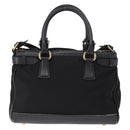 Salvatore Ferragamo Gancini Hand Bag Nylon 2way Black Gold Auth 154686-2