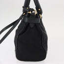 Salvatore Ferragamo Gancini Hand Bag Nylon 2way Black Gold Auth 154686-3