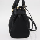 Salvatore Ferragamo Gancini Hand Bag Nylon 2way Black Gold Auth 154686-4