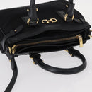 Salvatore Ferragamo Gancini Hand Bag Nylon 2way Black Gold Auth 154686-6