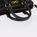 Salvatore Ferragamo Gancini Hand Bag Nylon 2way Black Gold Auth 154686-7