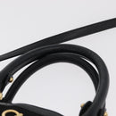 Salvatore Ferragamo Gancini Hand Bag Nylon 2way Black Gold Auth 154686-8