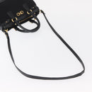 Salvatore Ferragamo Gancini Hand Bag Nylon 2way Black Gold Auth 154686-8