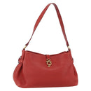 Salvatore Ferragamo Gancini Shoulder Bag Leather Red Gold Auth 154687-1