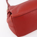Salvatore Ferragamo Gancini Shoulder Bag Leather Red Gold Auth 154687-11