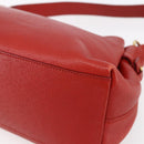 Salvatore Ferragamo Gancini Shoulder Bag Leather Red Gold Auth 154687-12