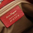 Salvatore Ferragamo Gancini Shoulder Bag Leather Red Gold Auth 154687-14
