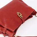 Salvatore Ferragamo Gancini Shoulder Bag Leather Red Gold Auth 154687-6