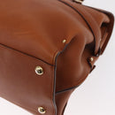 Salvatore Ferragamo Gancini Shoulder Bag Leather Brown Gold Auth 154688-16