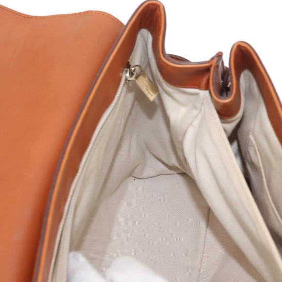 Salvatore Ferragamo Gancini Shoulder Bag Leather Brown Gold Auth 154688