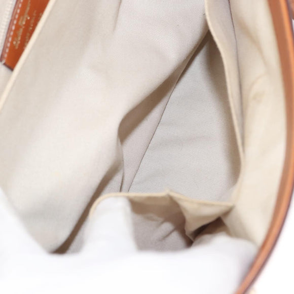 Salvatore Ferragamo Gancini Shoulder Bag Leather Brown Gold Auth 154688