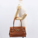 Salvatore Ferragamo Gancini Shoulder Bag Leather Brown Gold Auth 154688-24