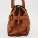 Salvatore Ferragamo Gancini Shoulder Bag Leather Brown Gold Auth 154688-3