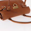 Salvatore Ferragamo Gancini Shoulder Bag Leather Brown Gold Auth 154688-6